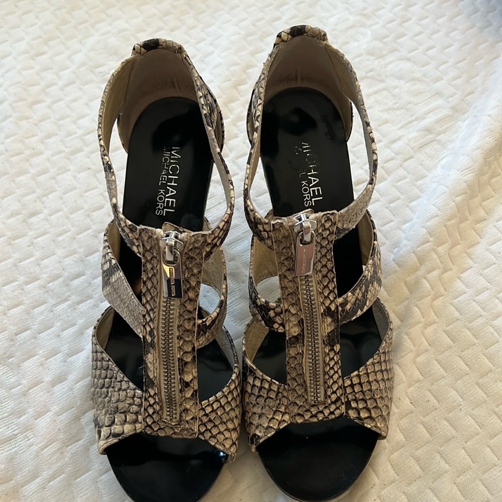 Michael Kors heels, size 9, snake skin style.